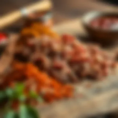 Spice Blends to Elevate Ground Meat An array of spices enhancing ground meat flavors