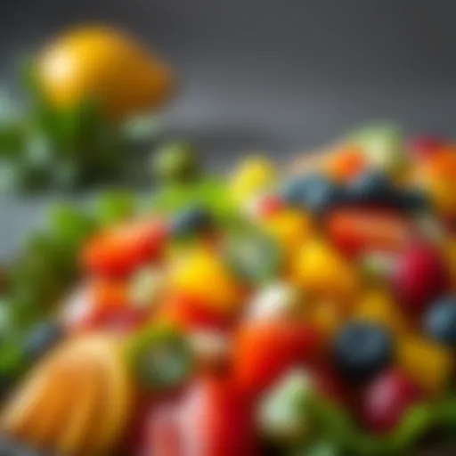 A vibrant fruit salad featuring a variety of colorful fruits for a nutritious meal option.