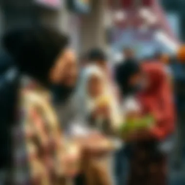 People engaging in charity and community activities during Bayram