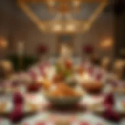 A beautifully arranged table set for the feast during Kurban Bayramı