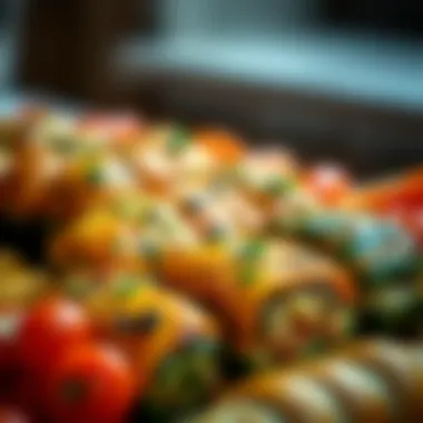 Colorful display of stuffed vegetables