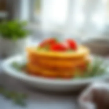 A beautifully arranged plate of layered potato dish with herbs