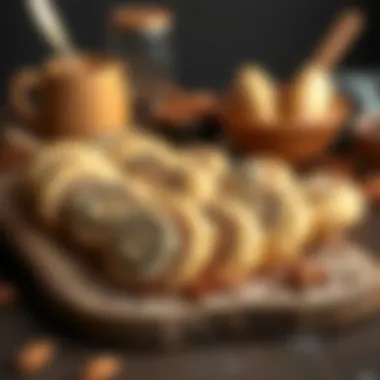 An assortment of almond flour cookies arranged on a rustic wooden platter