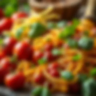 A close-up of fresh ingredients used in making various Ankara pasta dishes.