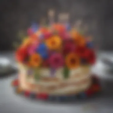 Festive cake with floral arrangements