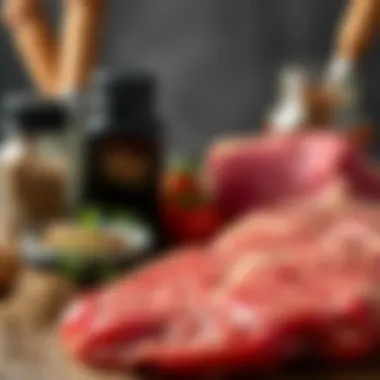 An assortment of seasonings and ingredients for enhancing steak flavor.