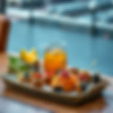 An elegant presentation of appetizers on a stylish wicker tray