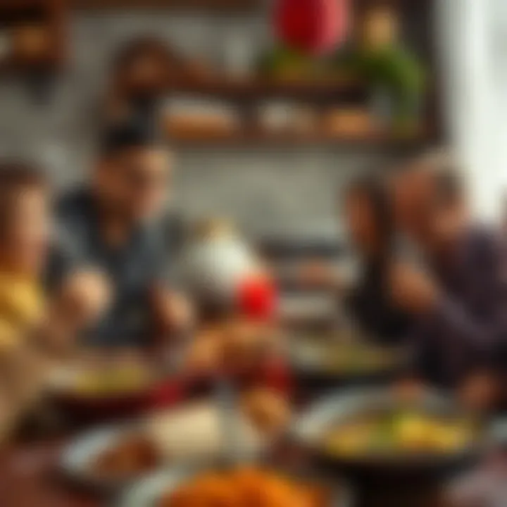 Cultural Significance of Arda Kuru Dolma An overview of a family gathering enjoying Arda Kuru Dolma, illustrating its cultural significance.