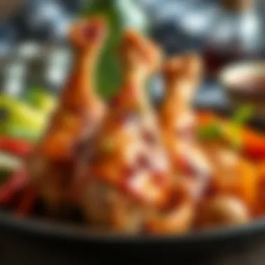 Healthy meal featuring chicken drumsticks with vegetables