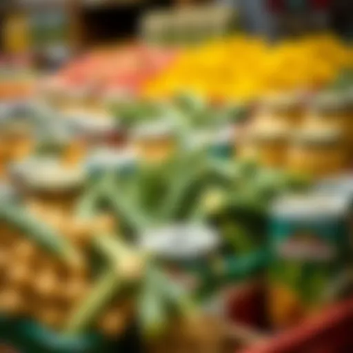 Vibrant selection of canned okra on display