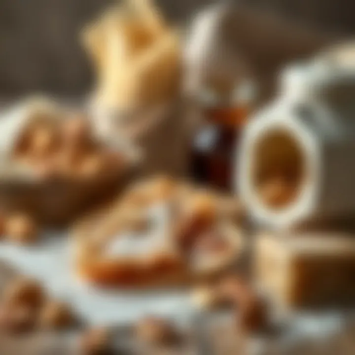 Essential Ingredients for Baklava Ingredients for baklava including phyllo dough, nuts, and syrup displayed aesthetically.