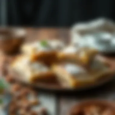 Deliciously Layered Baklava Presentation A beautifully arranged plate of sliced baklava showcasing its flaky layers and nuts.