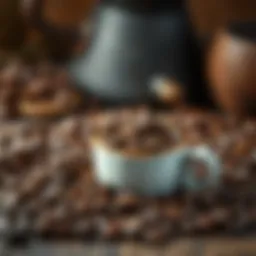 Aromatic coffee beans in a rustic setting