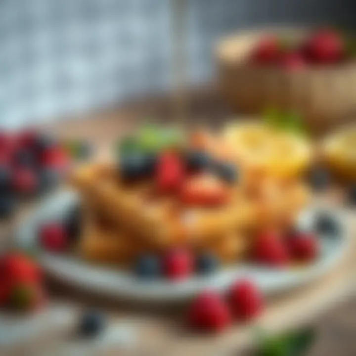 Savoring the Sweetness of Berries Delicious waffle topped with fresh berries and syrup