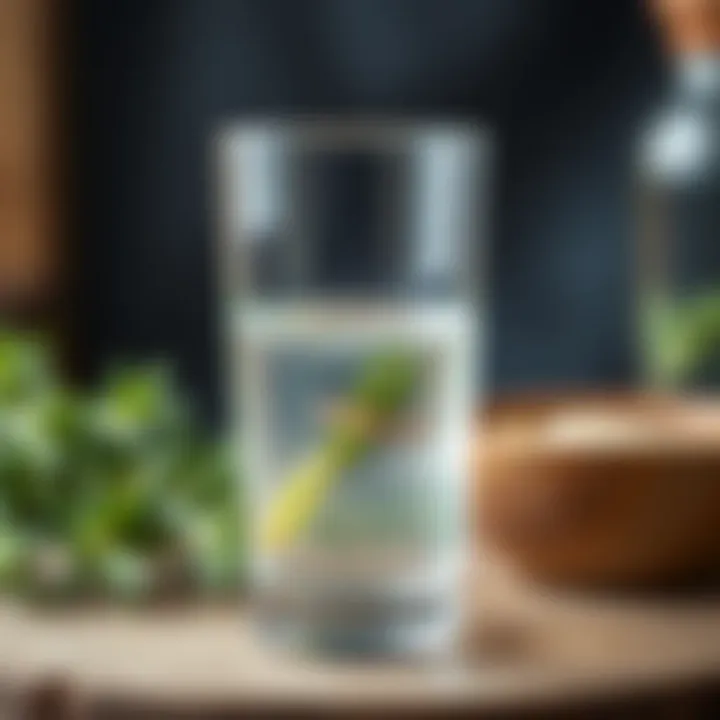 Rosemary water in a clear glass