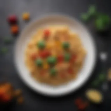 Innovative Plating for Bim Pasta Creative plating ideas for Bim pasta with garnishes