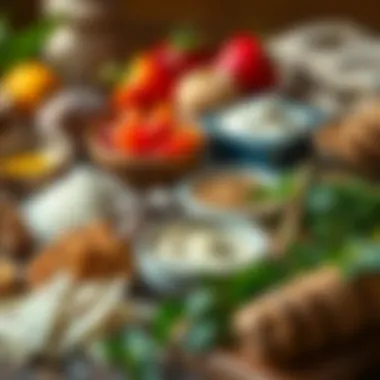 An assortment of ingredients laid out for cake making