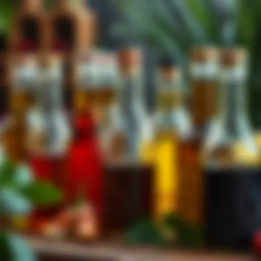 Variety of Plant Oils in Glass Bottles Variety of plant oils in glass bottles