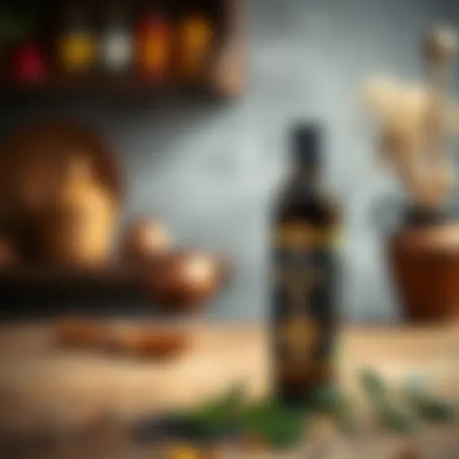 Premium Black Seed Oil Presentation High-quality black seed oil bottle on a wooden table