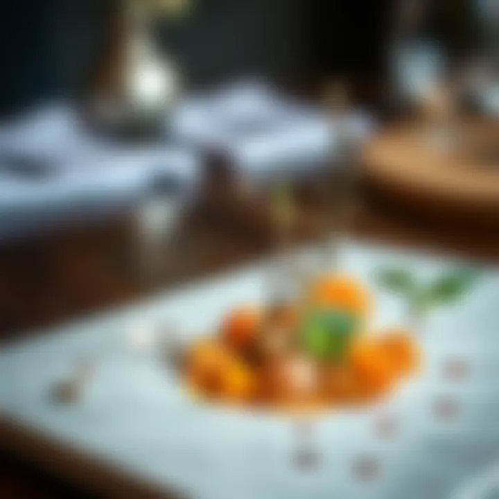 A unique dish showcasing seasonal ingredients and botanical elements