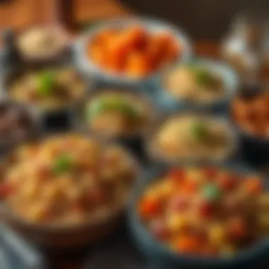 An assortment of dishes featuring bulgur as a key ingredient.