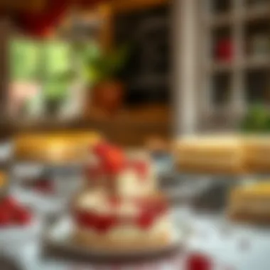 Delicious cheesecake display on a table