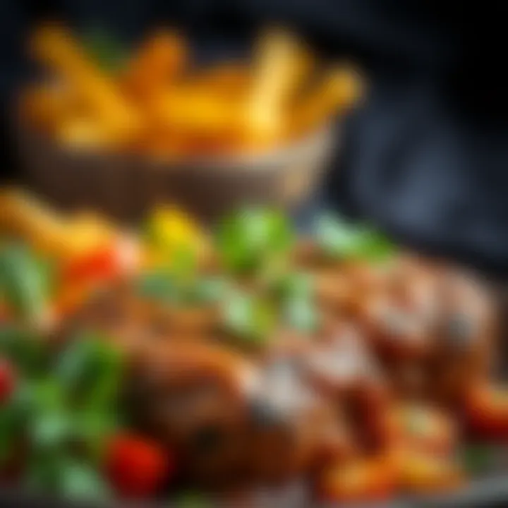 A close-up view of a serving of çiğ köfte with garnishes.