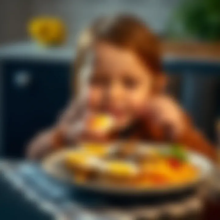 Child enjoying a meal with quail eggs