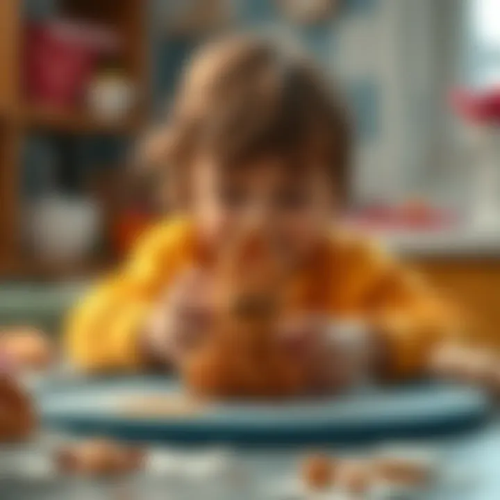 A child sculpting imaginative shapes with play dough