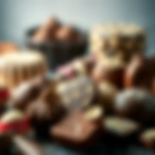 A delightful assortment of chocolates showcasing various flavors and forms