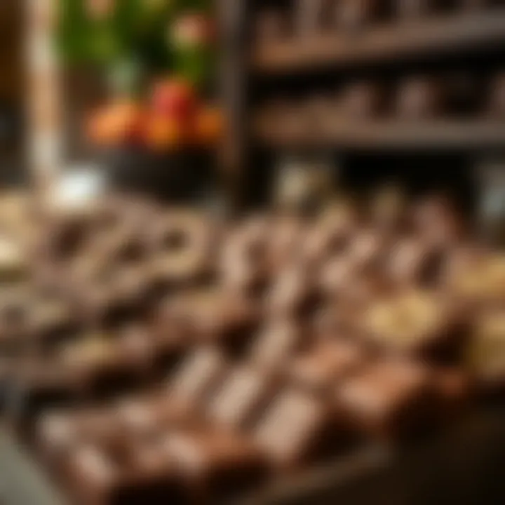 Ethically sourced chocolates on display emphasizing sustainability