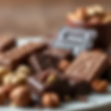 A rich assortment of dark and milk chocolate with nuts