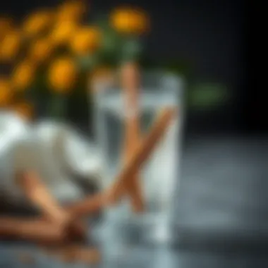 Cinnamon Water Health Benefits Cinnamon water in a glass with cinnamon sticks and natural ingredients