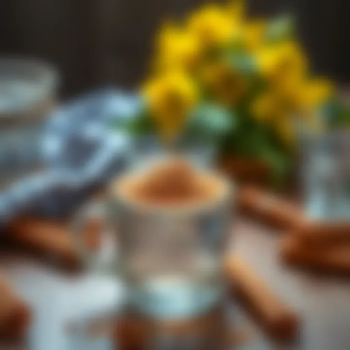 Cinnamon Water Nutrition Cinnamon powder sprinkled on top of cinnamon water