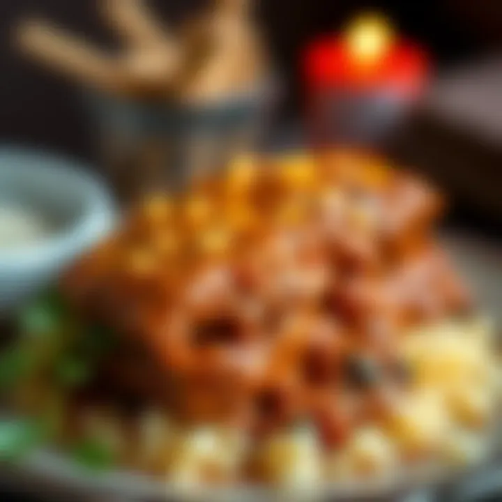 Close-Up of Delicious Çarda Kebap A close-up of a delicious serving of Çarda Kebap, highlighting its rich textures and spices.