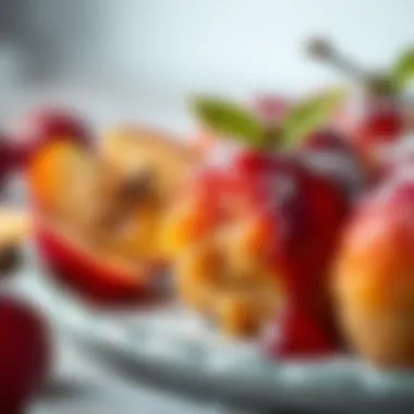 Close-up of the rich, red quince dessert showcasing its texture