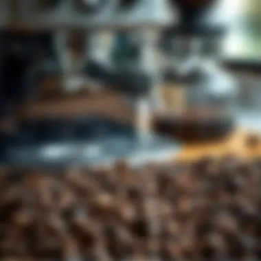Selection of Coffee Beans for Optimal Flavor A variety of coffee beans arranged aesthetically next to a coffee machine