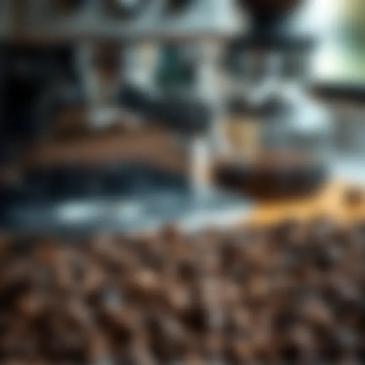 Selection of Coffee Beans for Optimal Flavor A variety of coffee beans arranged aesthetically next to a coffee machine