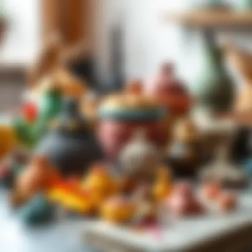 Colorful clay creations displayed on a surface