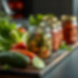 Artfully arranged ingredients for complex cucumber pickles