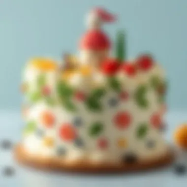 A creative cake design with a theme, showcasing unique edible decorations.