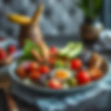 The Essence of Balanced Nutrition Balanced meal plate showcasing diverse food items with energy values