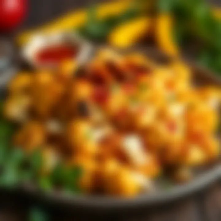 A colorful plate of roasted cauliflower with spices