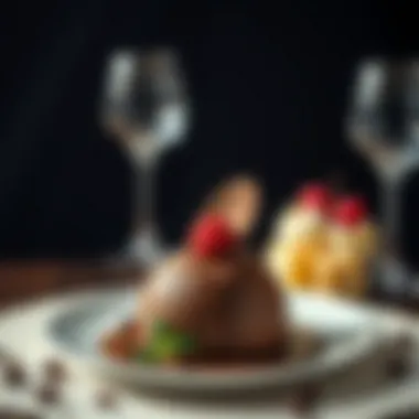 Luxurious Chocolate Creation An elegant chocolate dessert elegantly plated for a fine dining experience