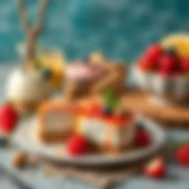 Delicious Dairy-Free Dessert Showcase An elegant presentation of dairy-free desserts made from natural ingredients