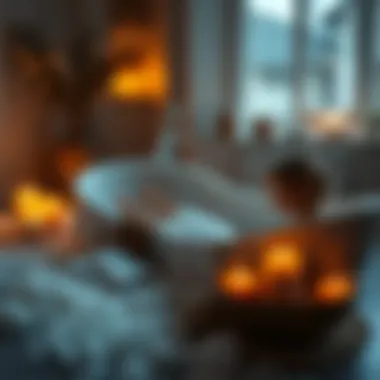 Soothing bath with Epsom salt and candles