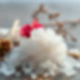 Epsom salt crystals with a natural background