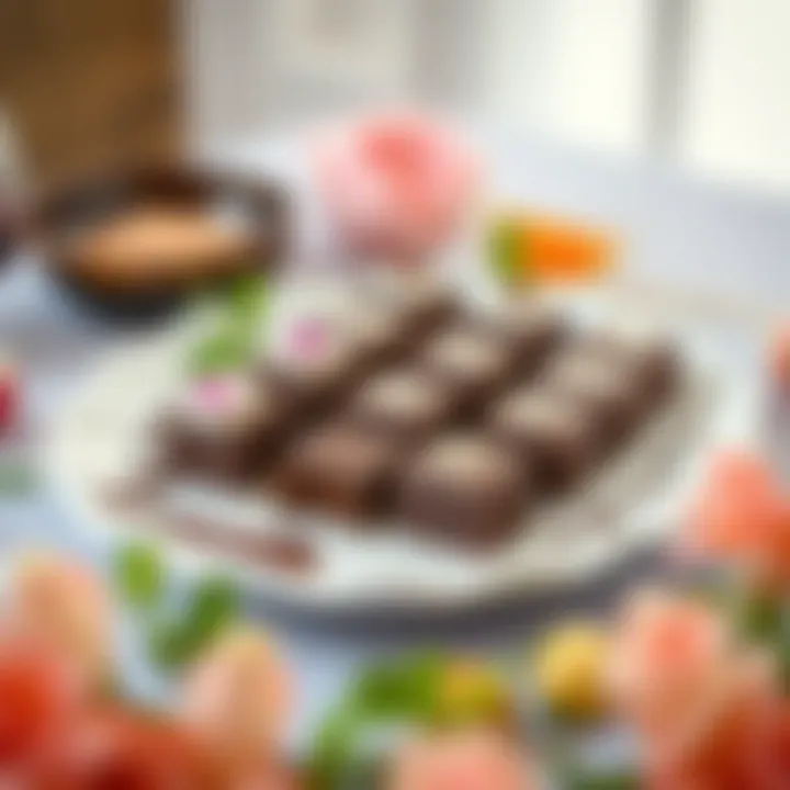 Artful Presentation of Chocolate Treats A beautifully arranged platter of Eti Karam Sutlu Chocolate with elegant garnishes