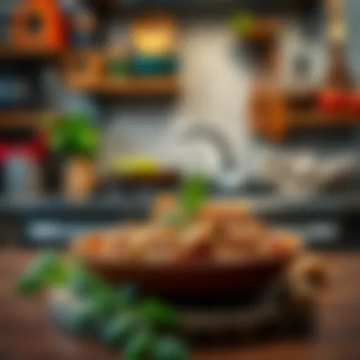Creative use of limited ingredients in a vibrant kitchen setting