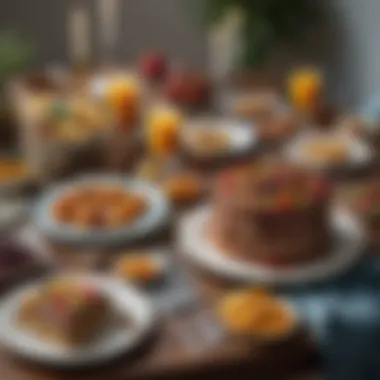 Festive Table Setting for Father's Day A festive table setting for a Father's Day celebration featuring a cake